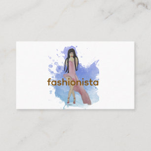 Tarjeta De Visita Fashionista Latina con vestido asimétrico