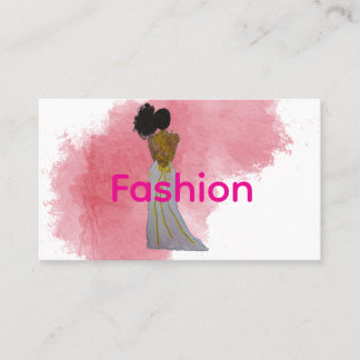Tarjeta De Visita Fashionista Negra con Afro Puff Lateral