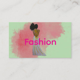Tarjeta De Visita Fashionista negra con moño afro lateral