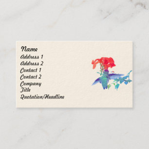 Tarjeta De Visita fauna animal del pájaro del colibrí floral