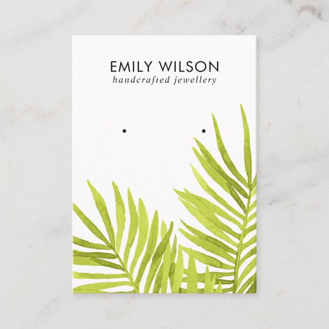 TARJETA DE VISITA FAUNA DE PALMERAS TROPICALES VERDES CON AUTOBÚS DE (Anverso)