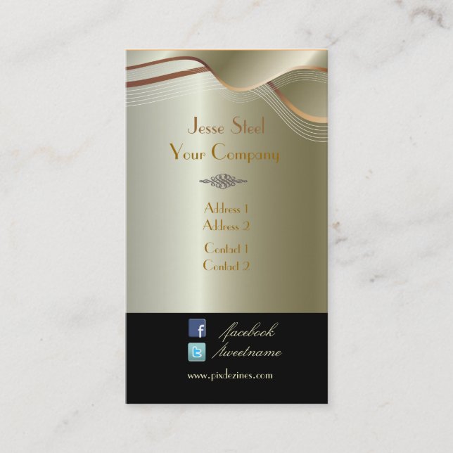 Tarjeta De Visita Faux acero inoxidable de plata (Anverso)