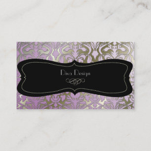 Tarjeta De Visita Faux barroco damasco lilac//negro