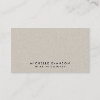 Tarjeta De Visita Faux Beige Linen Elegant Luxe Professional