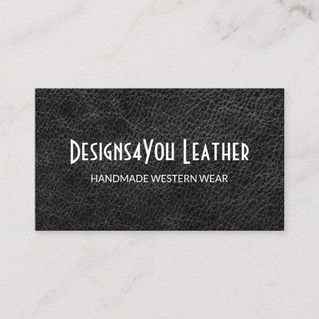 Tarjeta De Visita Faux Black Leather (Anverso)