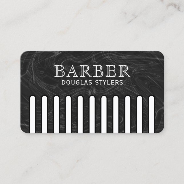 Tarjeta De Visita Faux black pattern comb barber (Anverso)