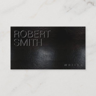 Tarjeta De Visita Faux Black Worn Leather Business Card