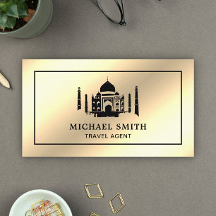 Tarjeta de visita Faux Cream Gold Foil Taj Mahal A