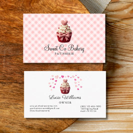 Tarjeta De Visita Faux Crochet Love Cupcake Bakery Business Card
