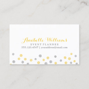 Tarjeta De Visita Faux Gold and Silver Purpurina Confetti Dots