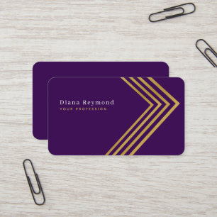 Tarjeta De Visita Faux Gold Angle Stripes Modern Purple