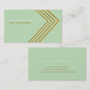 Tarjeta De Visita Faux Gold Angle Stripes Moderno Verde