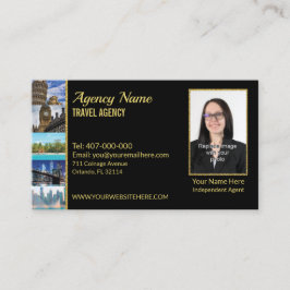 Tarjeta De Visita Faux Gold Black Your Photo Travel Agent