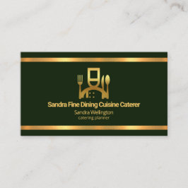 Tarjeta De Visita Faux Gold Borders Emerald Green Catering