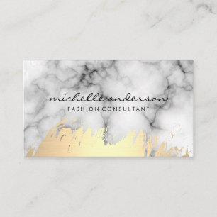 Tarjeta De Visita Faux Gold Brushand and Marble Stone