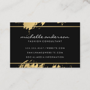 Tarjeta De Visita Faux Gold Brushed Black Gray Gold Border