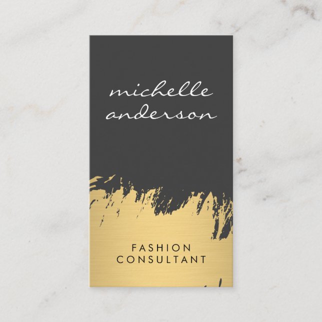 Tarjeta De Visita Faux Gold Brushed Gray (Anverso)