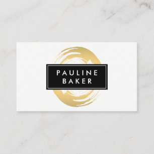 Tarjeta De Visita Faux Gold Brushed with Black White Label