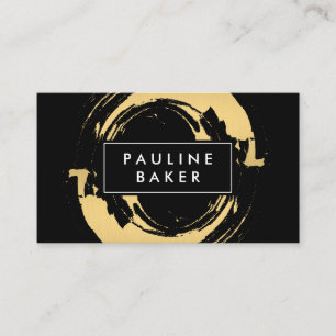 Tarjeta De Visita Faux Gold Brushed with Black White Label Variation