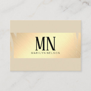 Tarjeta De Visita Faux Gold Brushed with Moda Monogram / Beige
