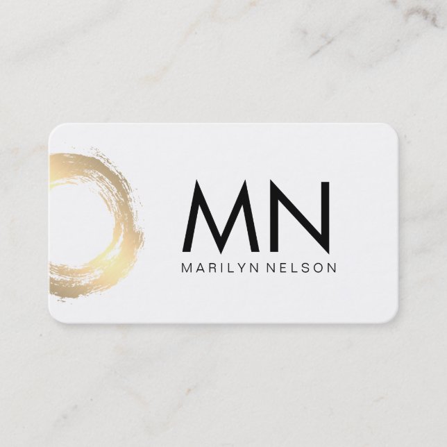 Tarjeta De Visita Faux Gold Brushed with Moda Monograma (Anverso)