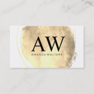 Tarjeta De Visita Faux Gold Brushed with Serif Monogram