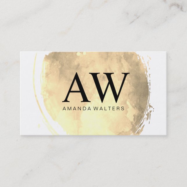Tarjeta De Visita Faux Gold Brushed with Serif Monogram (Anverso)