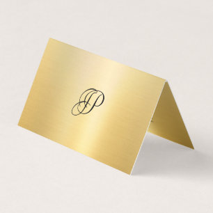 Tarjeta De Visita Faux Gold Caligrafiado Script Monogramado Moderno