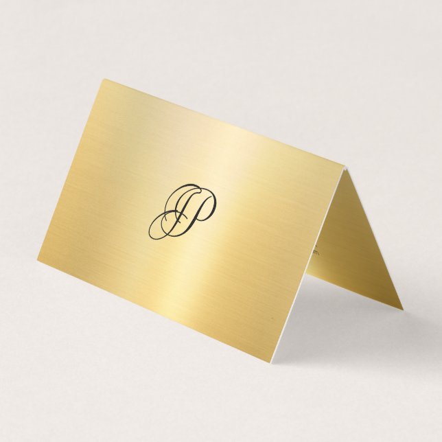 Tarjeta De Visita Faux Gold Caligrafiado Script Monogramado Moderno (Anverso)