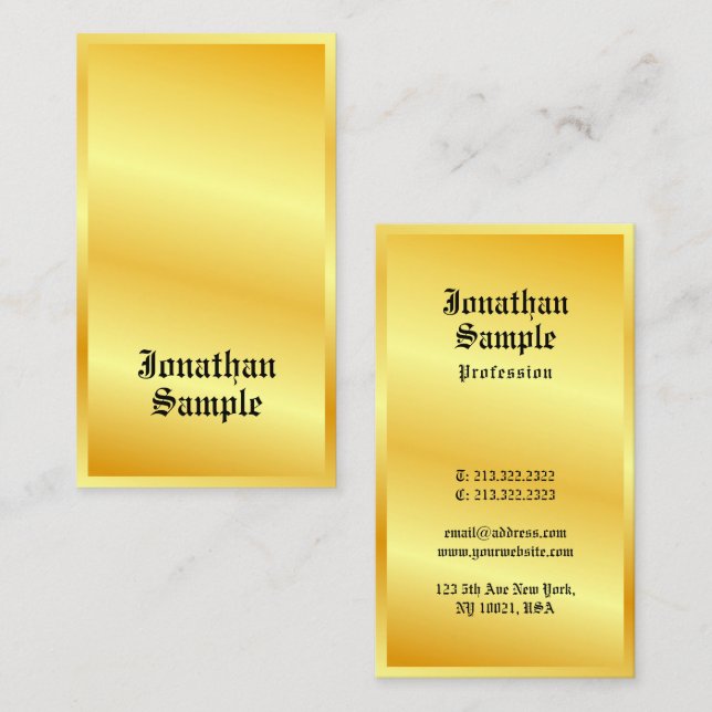 Tarjeta De Visita Faux Gold Classic Style Text Elegant Template (Anverso / Reverso)