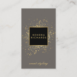 Tarjeta De Visita Faux Gold Confetti dispersado en gris moderno