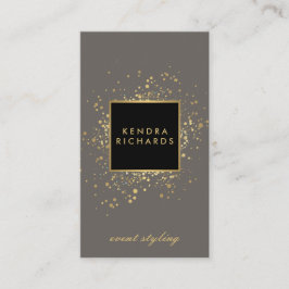 Tarjeta De Visita Faux Gold Confetti dispersado en gris moderno