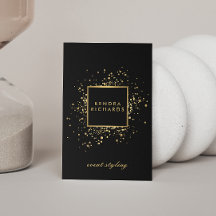 Faux Gold Confetti disperso en negro moderno