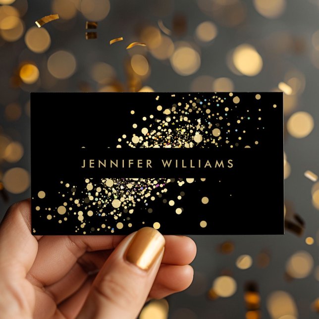 Tarjeta De Visita Faux Gold Confetti Dots Event Planner, Stylist (Subido por el creador)