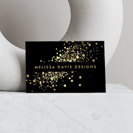 Tarjeta De Visita Faux Gold Confetti en Black Modern Business Card