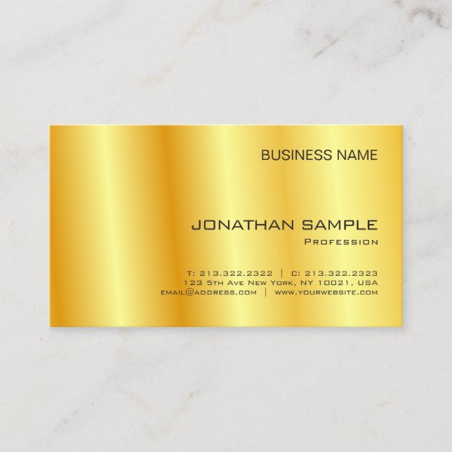 Tarjeta De Visita Faux Gold Elegant Company Simple Template Moderno (Anverso)