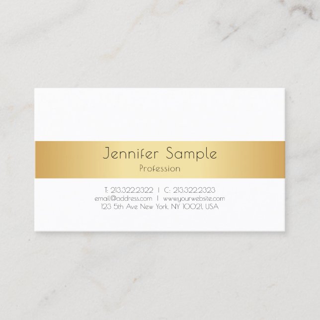 Tarjeta De Visita Faux Gold Elegant Modern Personalized Template (Anverso)