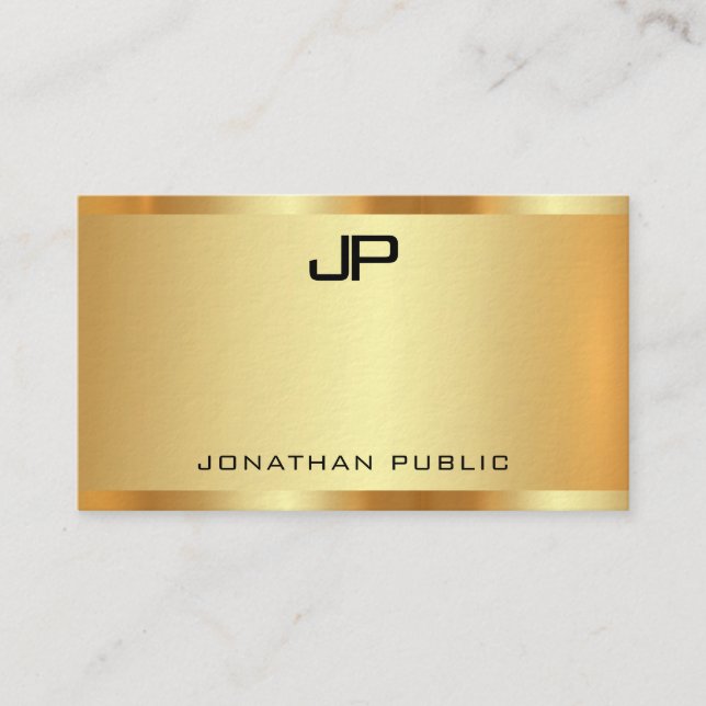 Tarjeta De Visita Faux Gold Elegant Monograma profesional moderno (Anverso)