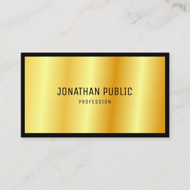 Tarjeta De Visita Faux Gold Elegant Profesional Moderno Template (Anverso)