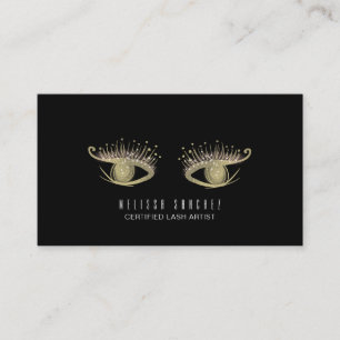 Tarjeta De Visita Faux Gold Eyelashes Salon Black
