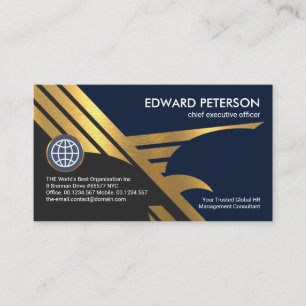 Tarjeta De Visita Faux Gold Falcon Eagle Wings Startup Courier