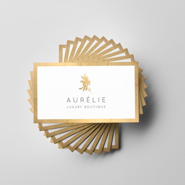 Tarjeta De Visita Faux Gold Floral Luxury Boutique (Subido por el creador)