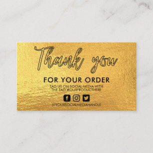Tarjeta De Visita Faux Gold Gracias Trendy Business Card