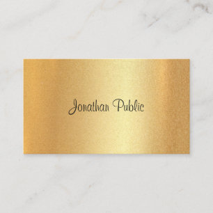 Tarjeta De Visita Faux Gold Hand Script Elegant Calligraphy Moderno