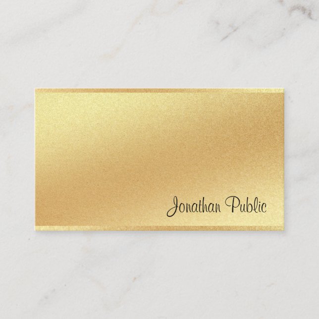 Tarjeta De Visita Faux Gold Hand Script Excelente caligrafía de dise (Anverso)