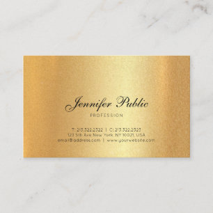 Tarjeta De Visita Faux Gold Hand Script Texto Calligrafiado moderno 