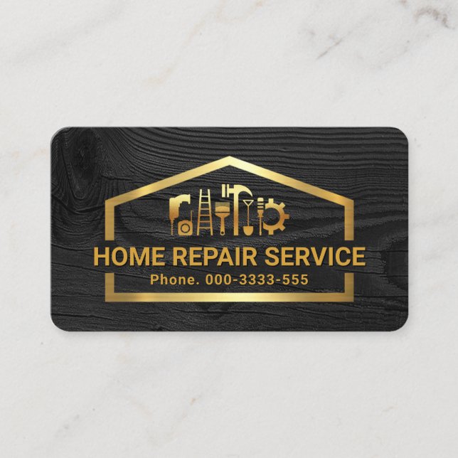 Tarjeta De Visita Faux Gold Handyman Tools Building Frame (Anverso)
