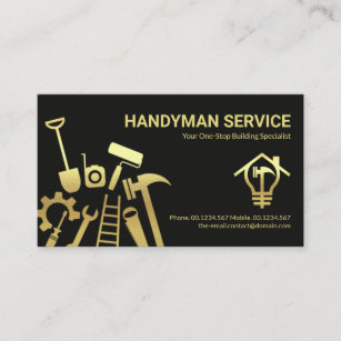 Tarjeta De Visita Faux Gold Handyman Tools Home Repairs
