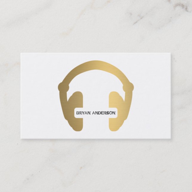 Tarjeta De Visita Faux Gold Headphone DJ Business Card (Anverso)