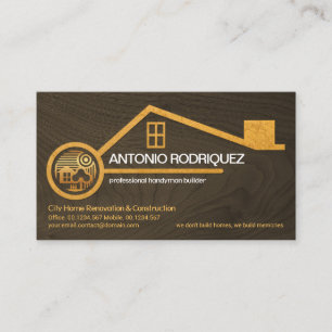 Tarjeta De Visita Faux Gold Home Madera Madera Texugo Handyman